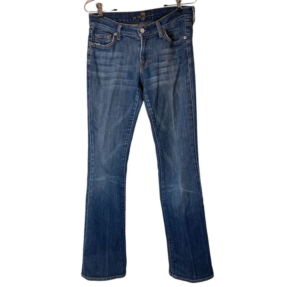 7 For All Mankind Women’s Boot Cut Jeans Size 29 Medium Wash Distressed #709296